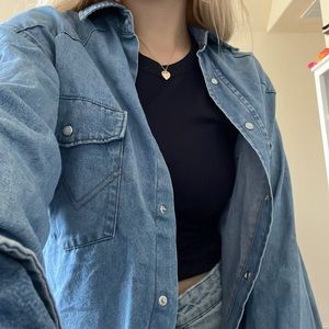 wrangler denim button down